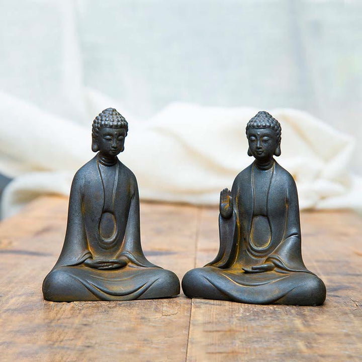Buddha Stones手作り 瞑想 釈迦牟尼仏 鉄粉 錆 鋳造 樹脂 像 装飾