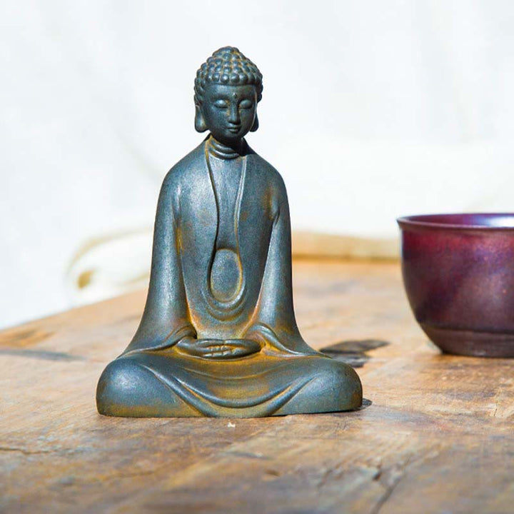 Buddha Stones手作り 瞑想 釈迦牟尼仏 鉄粉 錆 鋳造 樹脂 像 装飾