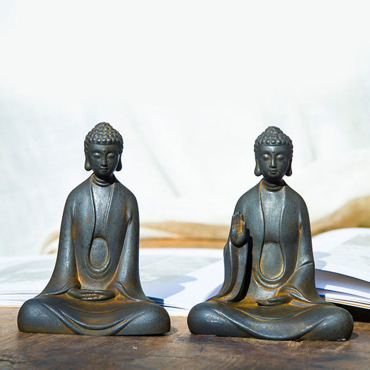 Buddha Stones手作り 瞑想 釈迦牟尼仏 鉄粉 錆 鋳造 樹脂 像 装飾