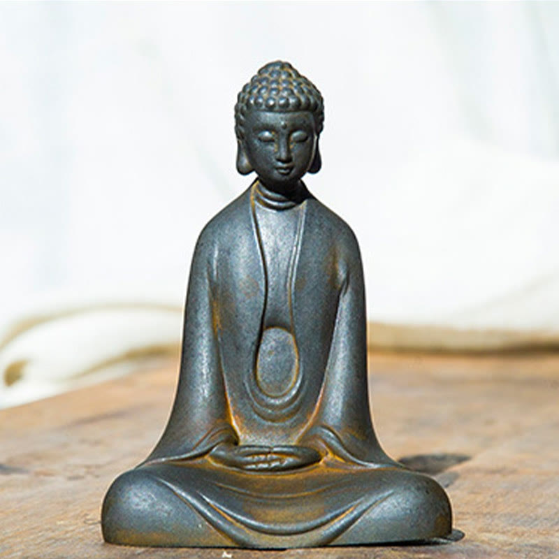 Buddha Stones手作り 瞑想 釈迦牟尼仏 鉄粉 錆 鋳造 樹脂 像 装飾
