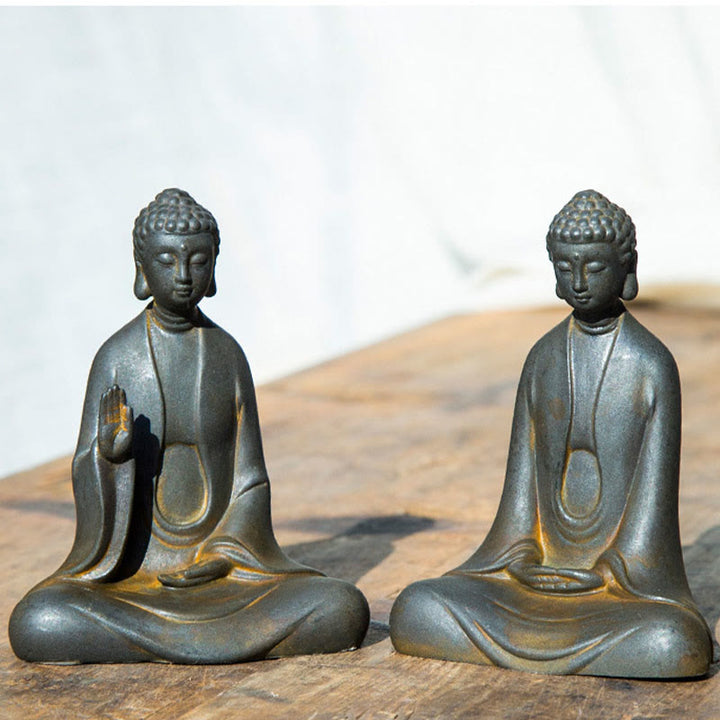 Buddha Stones手作り 瞑想 釈迦牟尼仏 鉄粉 錆 鋳造 樹脂 像 装飾