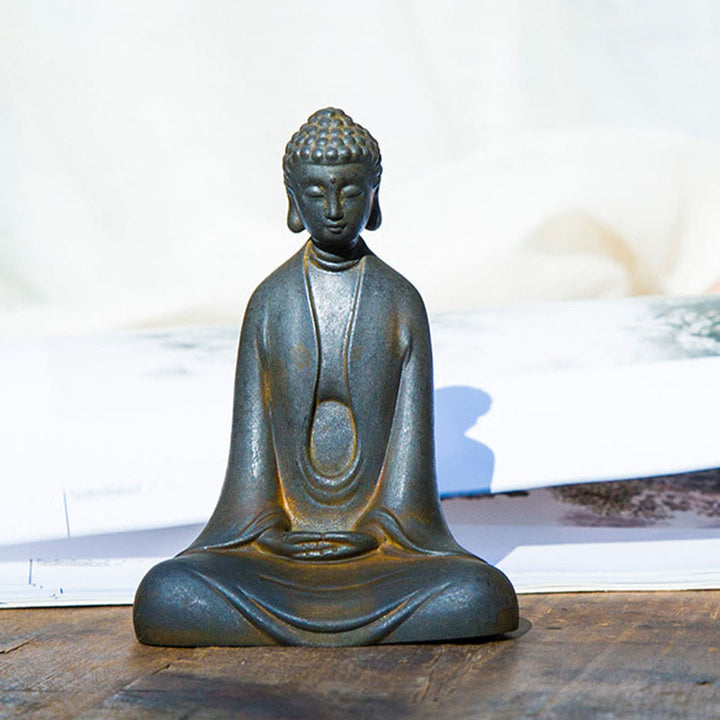 Buddha Stones手作り 瞑想 釈迦牟尼仏 鉄粉 錆 鋳造 樹脂 像 装飾