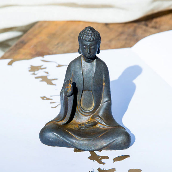 Buddha Stones手作り 瞑想 釈迦牟尼仏 鉄粉 錆 鋳造 樹脂 像 装飾