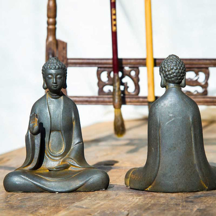 Buddha Stones手作り 瞑想 釈迦牟尼仏 鉄粉 錆 鋳造 樹脂 像 装飾