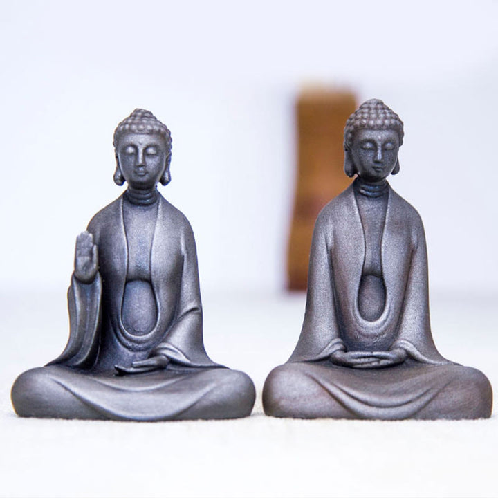 Buddha Stones手作り 瞑想 釈迦牟尼仏 鉄粉 錆 鋳造 樹脂 像 装飾