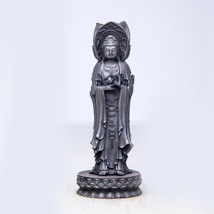Buddha Stones三面観音 観音菩薩 鉄粉錆鋳造樹脂像 富の机上装飾