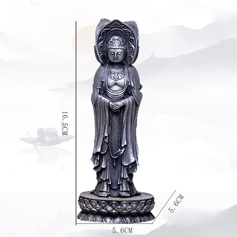 Buddha Stones三面観音 観音菩薩 鉄粉錆鋳造樹脂像 富の机上装飾