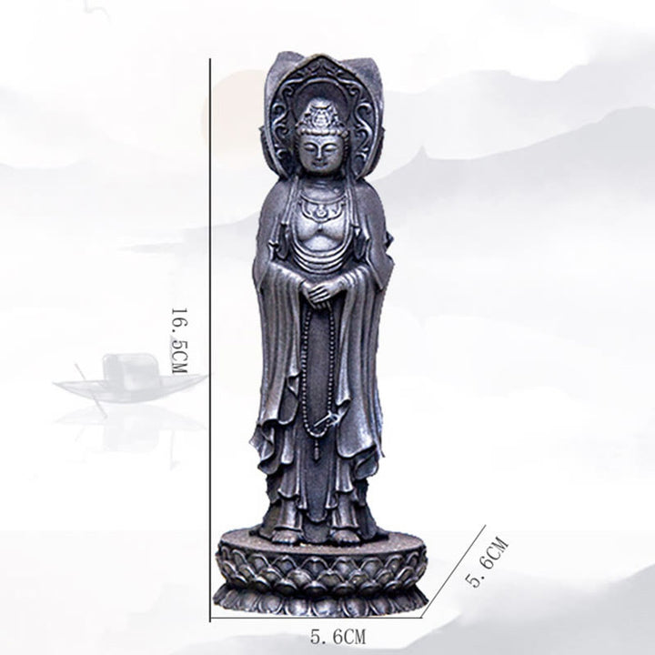 Buddha Stones三面観音 観音菩薩 鉄粉錆鋳造樹脂像 富の机上装飾