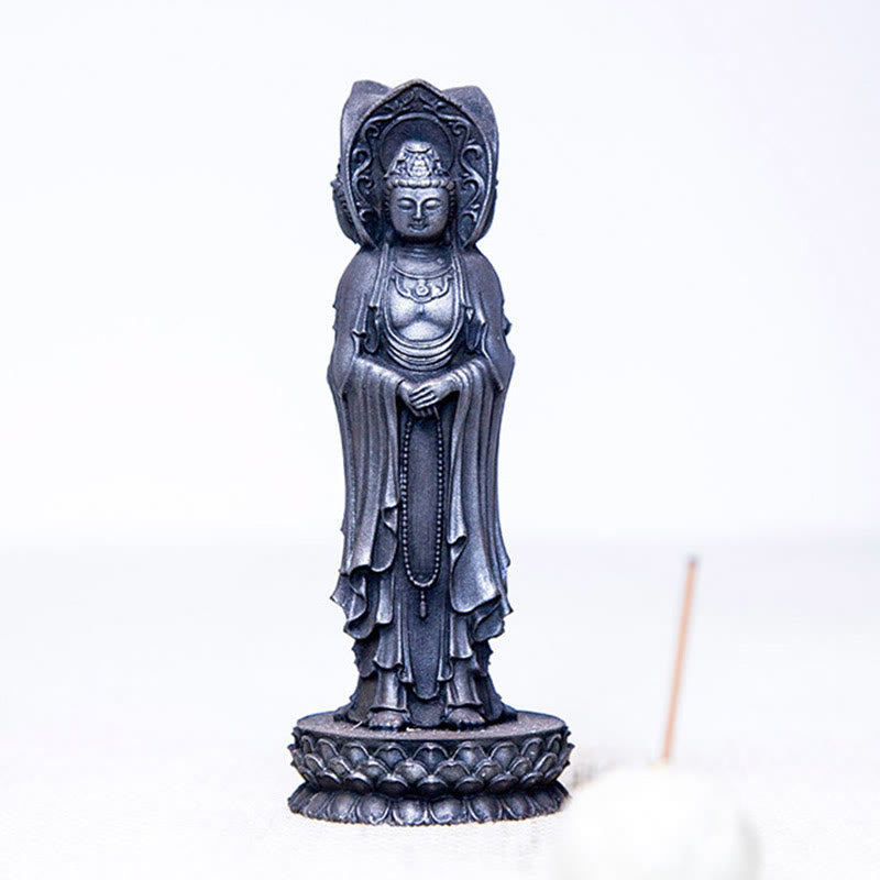 Buddha Stones三面観音 観音菩薩 鉄粉錆鋳造樹脂像 富の机上装飾