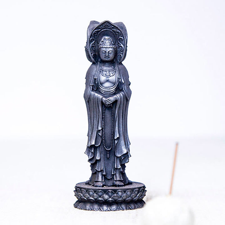 Buddha Stones三面観音 観音菩薩 鉄粉錆鋳造樹脂像 富の机上装飾
