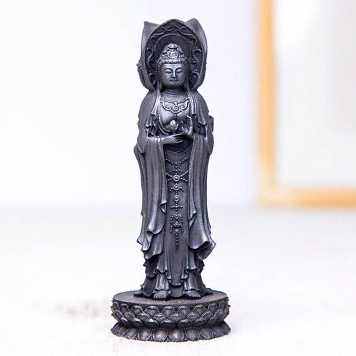 Buddha Stones三面観音 観音菩薩 鉄粉錆鋳造樹脂像 富の机上装飾