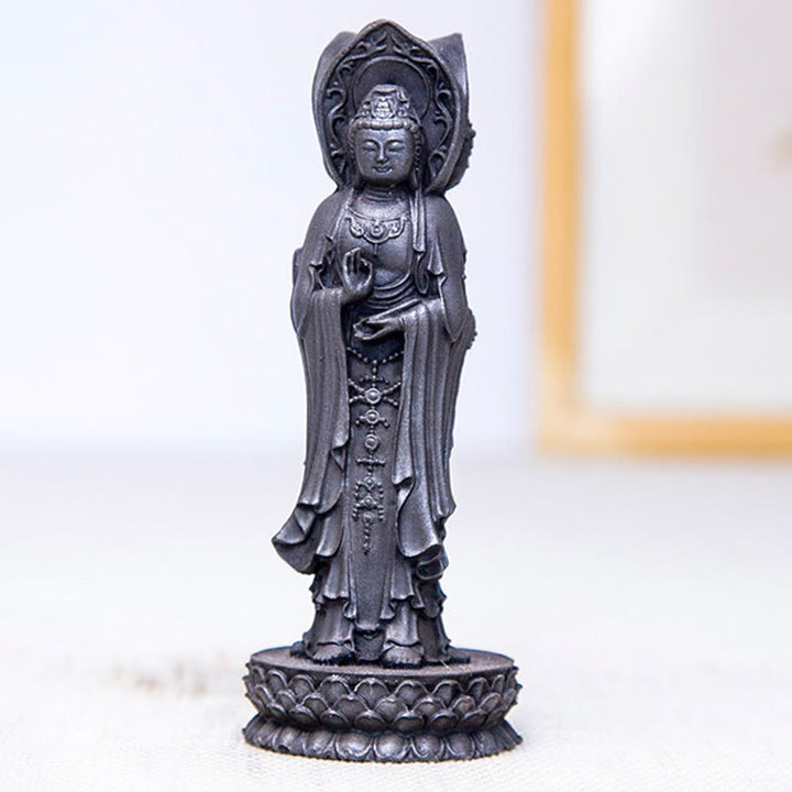 Buddha Stones三面観音 観音菩薩 鉄粉錆鋳造樹脂像 富の机上装飾