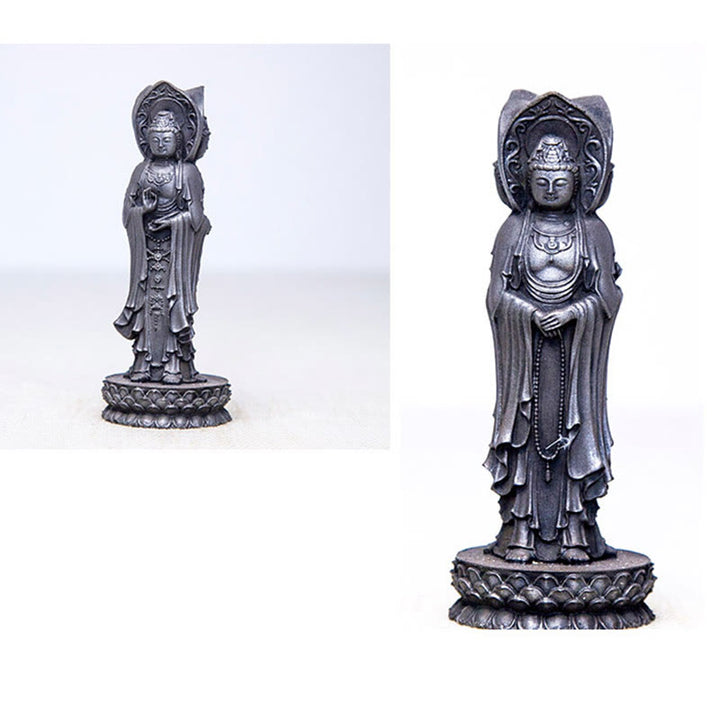Buddha Stones三面観音 観音菩薩 鉄粉錆鋳造樹脂像 富の机上装飾