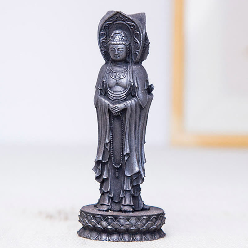 Buddha Stones三面観音 観音菩薩 鉄粉錆鋳造樹脂像 富の机上装飾