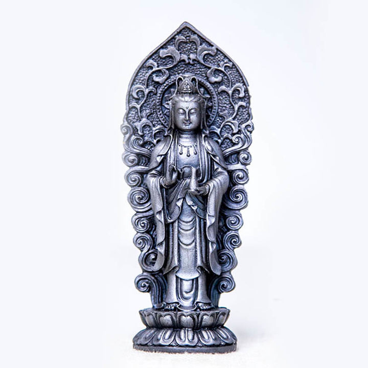 Buddha Stones手作り阿弥陀観音観音菩薩 Mahastamaprapta 鉄粉錆キャスト樹脂像装飾