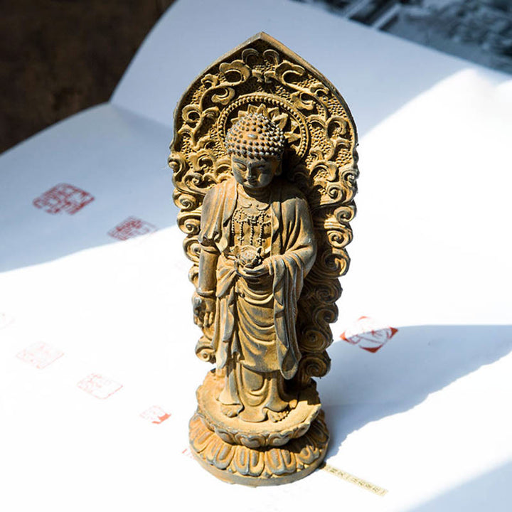 Buddha Stones手作り阿弥陀観音観音菩薩 Mahastamaprapta 鉄粉錆キャスト樹脂像装飾