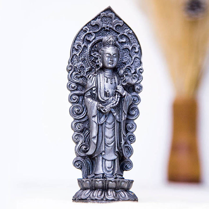 Buddha Stones手作り阿弥陀観音観音菩薩 Mahastamaprapta 鉄粉錆キャスト樹脂像装飾