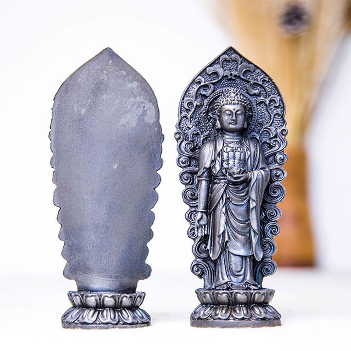 Buddha Stones手作り阿弥陀観音観音菩薩 Mahastamaprapta 鉄粉錆キャスト樹脂像装飾