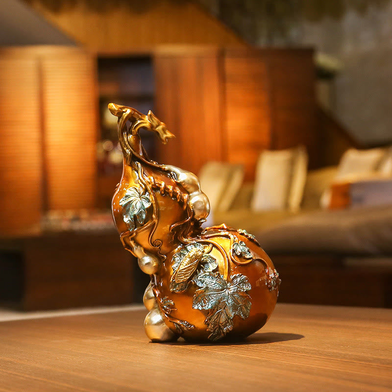 Buddha Stones金色のひょうたん 真鍮銅像 家庭用デスク装飾 - image 1