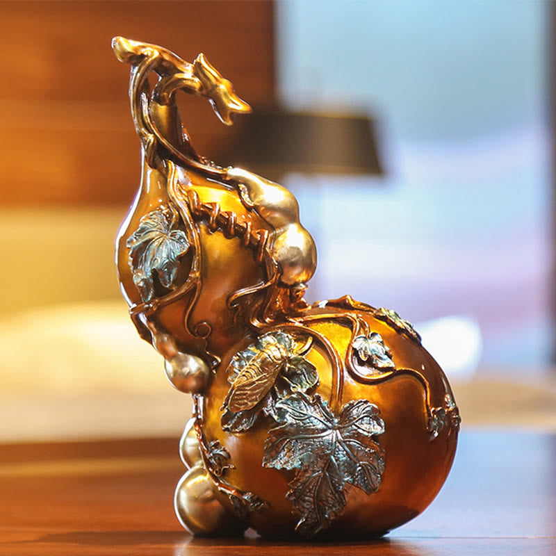 Buddha Stones金色のひょうたん 真鍮銅像 家庭用デスク装飾 - image 8