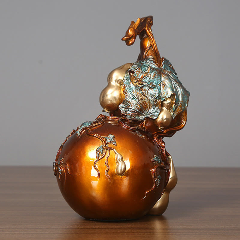 Buddha Stones金色のひょうたん 真鍮銅像 家庭用デスク装飾 - image 10