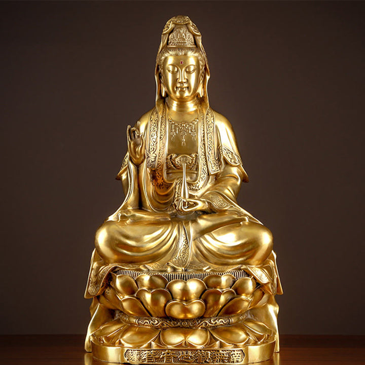Buddha Stones観音菩薩 富の真鍮銅像 家庭用デスク装飾