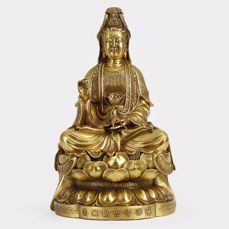 Buddha Stones観音菩薩 富の真鍮銅像 家庭用デスク装飾 - 観音菩薩 23*20*40cm - image 1