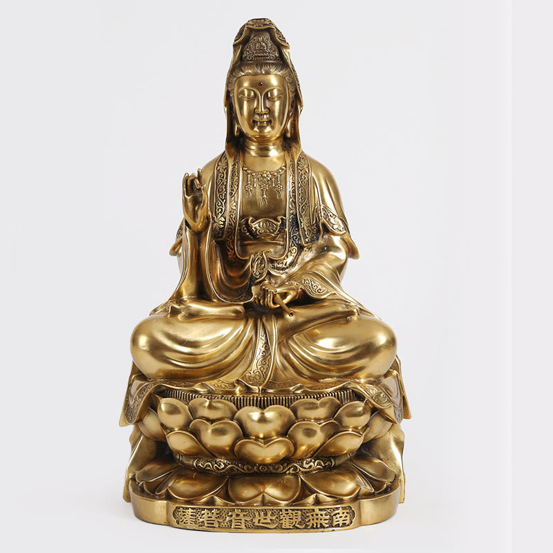Buddha Stones観音菩薩 富の真鍮銅像 家庭用デスク装飾