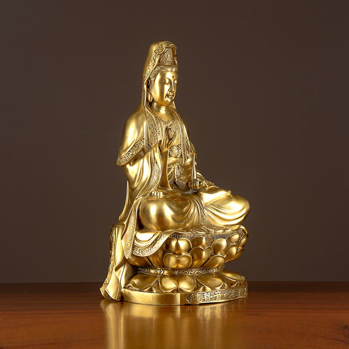 Buddha Stones観音菩薩 富の真鍮銅像 家庭用デスク装飾 - image 5