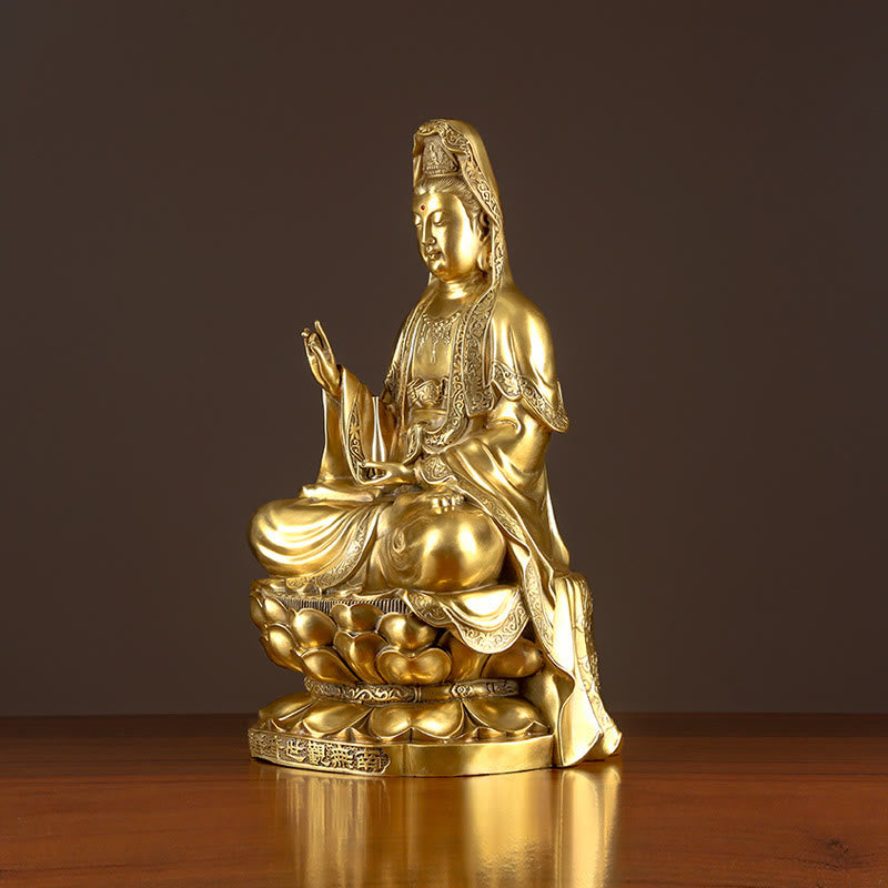 Buddha Stones観音菩薩 富の真鍮銅像 家庭用デスク装飾 - image 6