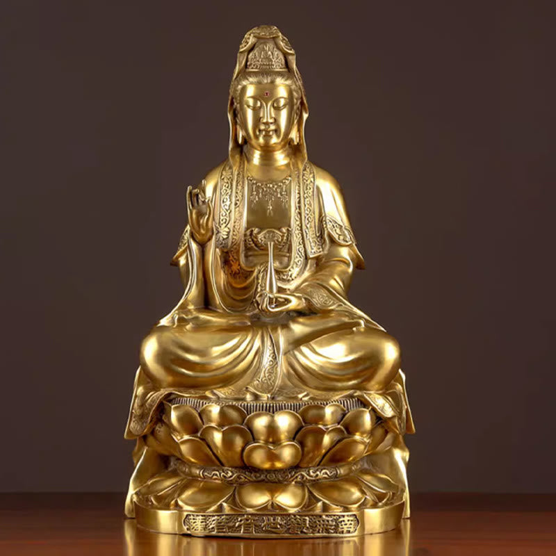 Buddha Stones観音菩薩 富の真鍮銅像 家庭用デスク装飾