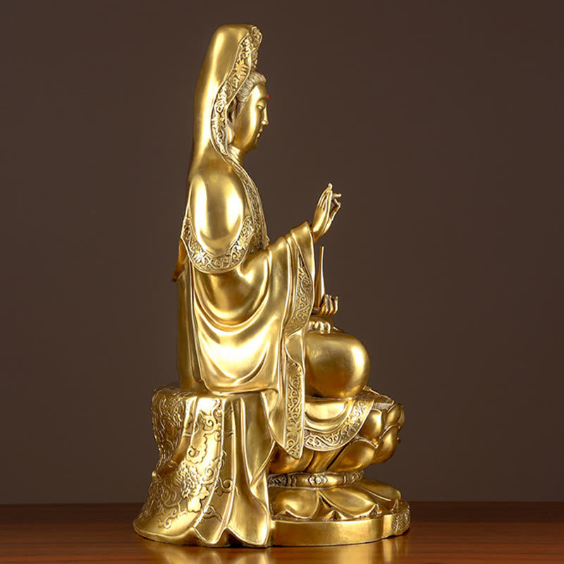 Buddha Stones観音菩薩 富の真鍮銅像 家庭用デスク装飾