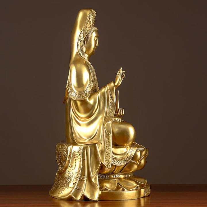 Buddha Stones観音菩薩 富の真鍮銅像 家庭用デスク装飾
