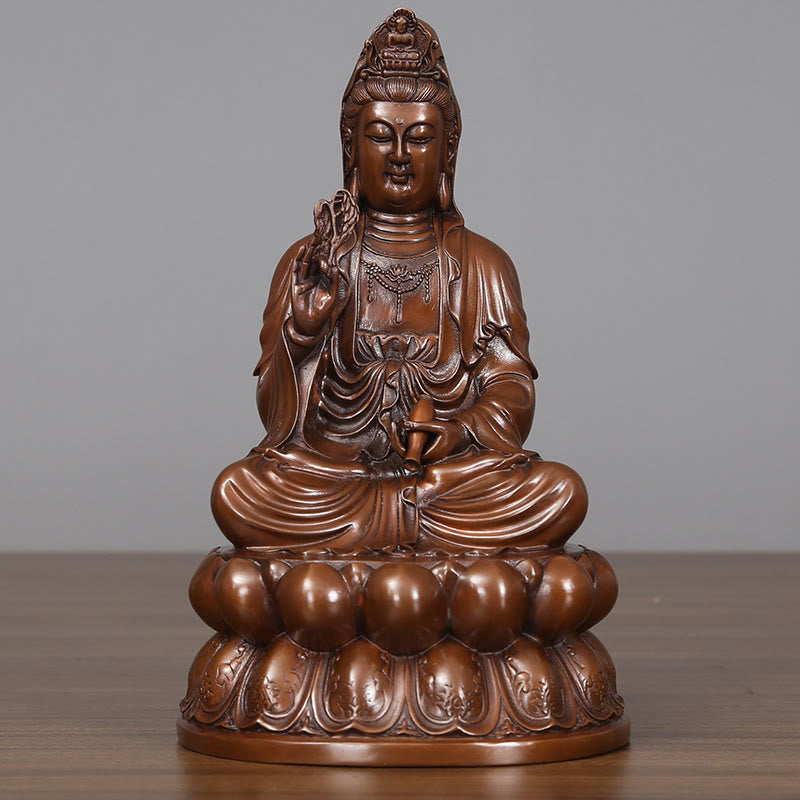 Buddha Stones観音菩薩 蓮華 富 銅像 家庭用 デスク装飾 - 小型観音菩薩像 15×13.5×25cm - image 2