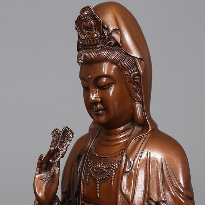Buddha Stones観音菩薩 蓮華 富 銅像 家庭用 デスク装飾 - image 10