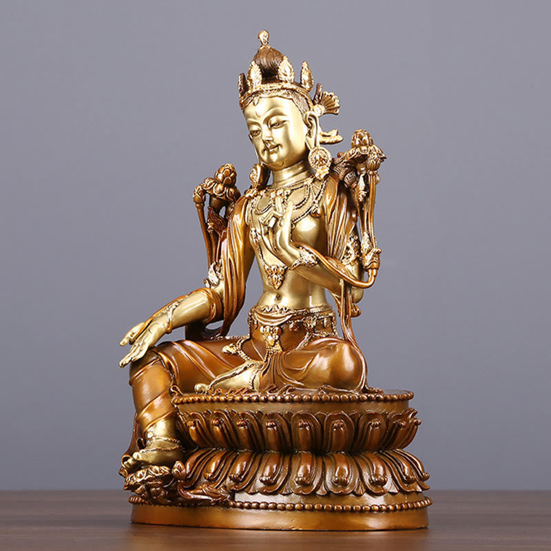 Buddha Stones菩薩緑多羅像守護真鍮銅像家供養装飾 - image 4