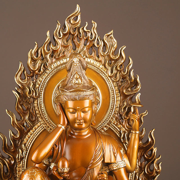 観音菩薩 成功のBuddha Stones真鍮銅像 家庭用 デスク 祭壇 装飾