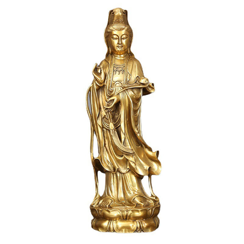 Buddha Stones黄金立像 観音菩薩 富 真鍮 銅像 自宅 机 装飾 - image 11