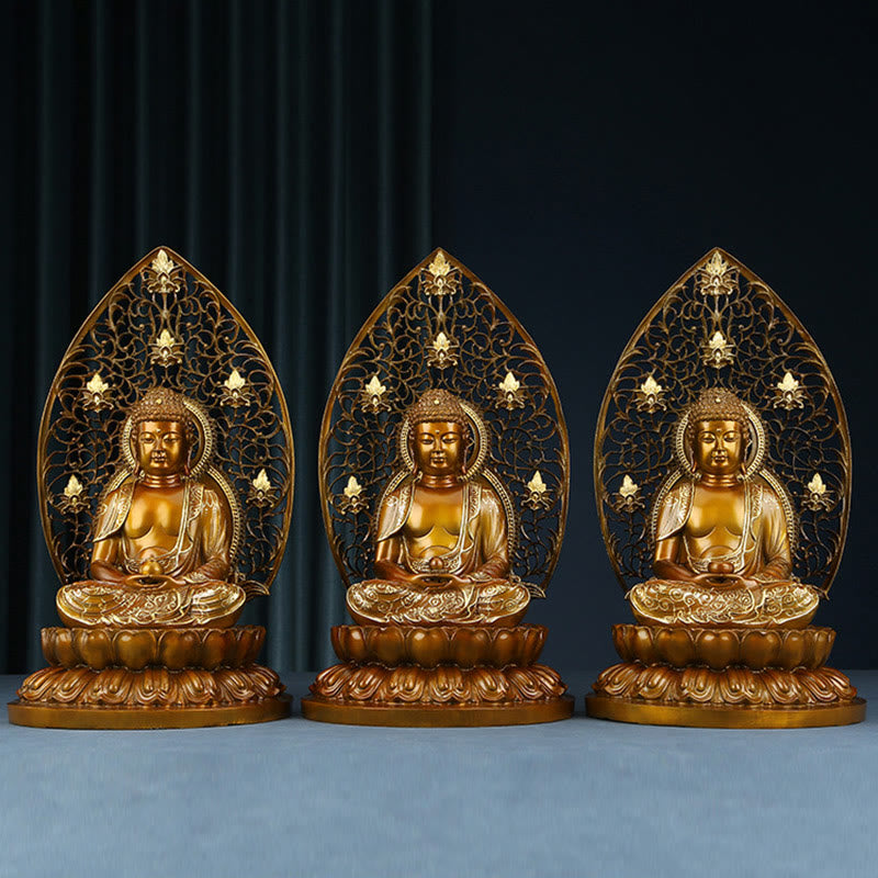 Buddha Stones釈迦牟尼 阿弥陀仏 薬師如来 置物 静寂の銅像 家へのお供え装飾 - image 18