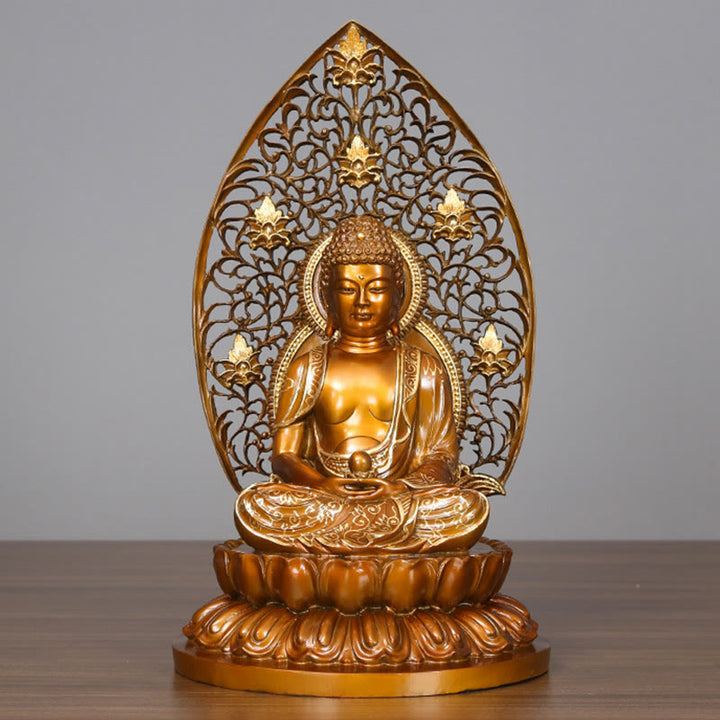 Buddha Stones釈迦牟尼 阿弥陀仏 薬師如来 置物 静寂の銅像 家へのお供え装飾 - 阿弥陀如来 24×23×45cm - image 4