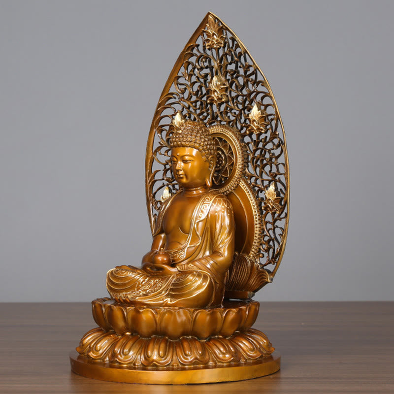 Buddha Stones釈迦牟尼 阿弥陀仏 薬師如来 置物 静寂の銅像 家へのお供え装飾 - image 15
