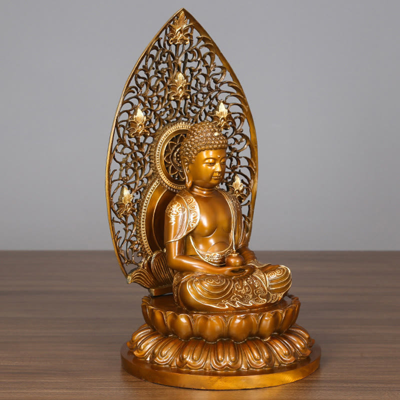 Buddha Stones釈迦牟尼 阿弥陀仏 薬師如来 置物 静寂の銅像 家へのお供え装飾 - image 14