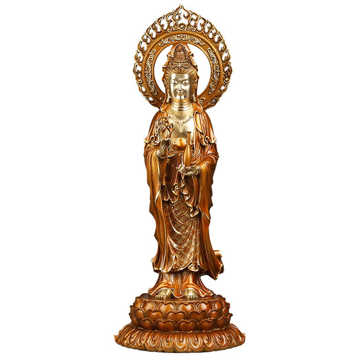 Buddha Stones菩薩 蓮華 オーラ 成功 真鍮 銅像 室内装飾