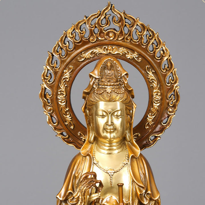 Buddha Stones菩薩 蓮華 オーラ 成功 真鍮 銅像 室内装飾
