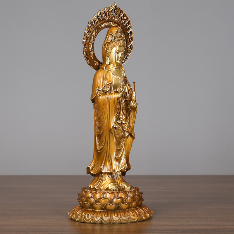 Buddha Stones菩薩 蓮華 オーラ 成功 真鍮 銅像 室内装飾 - image 1