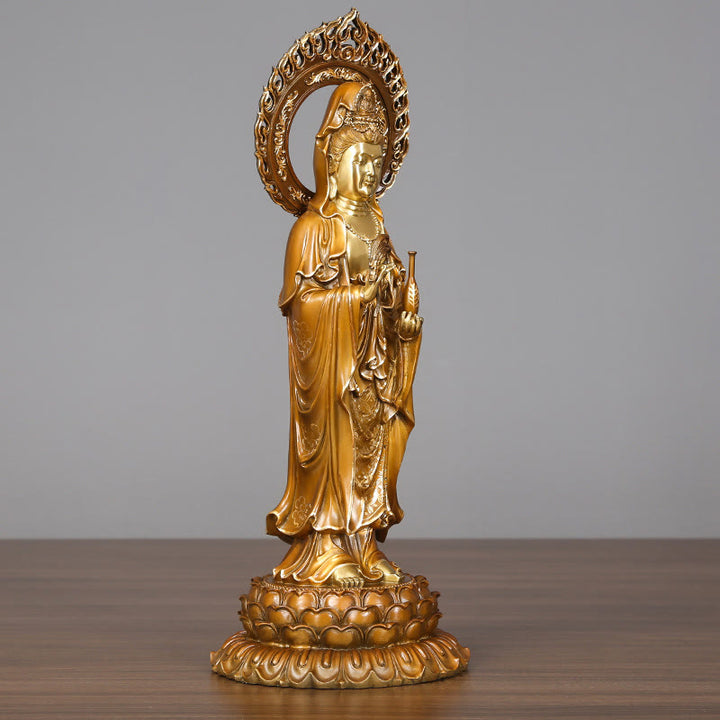 Buddha Stones菩薩 蓮華 オーラ 成功 真鍮 銅像 室内装飾 - image 1