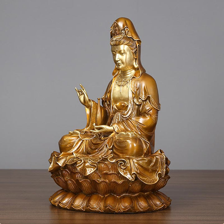 観音Buddha Stones蓮華座像 真鍮銅像 家庭用祭壇装飾