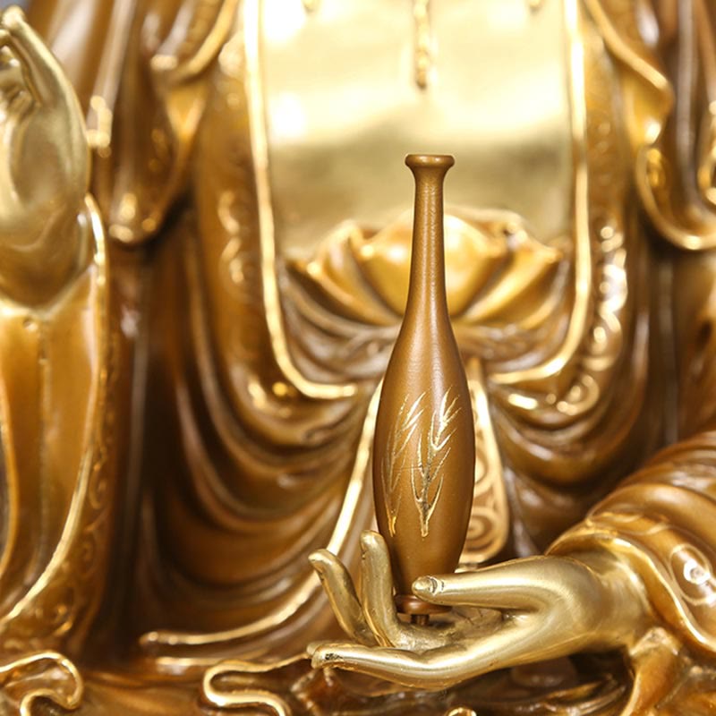 観音Buddha Stones蓮華座像 真鍮銅像 家庭用祭壇装飾