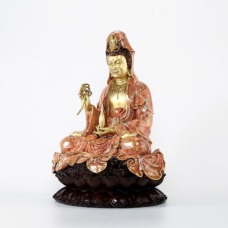 観音Buddha Stones蓮華座像 真鍮銅像 家庭用祭壇装飾