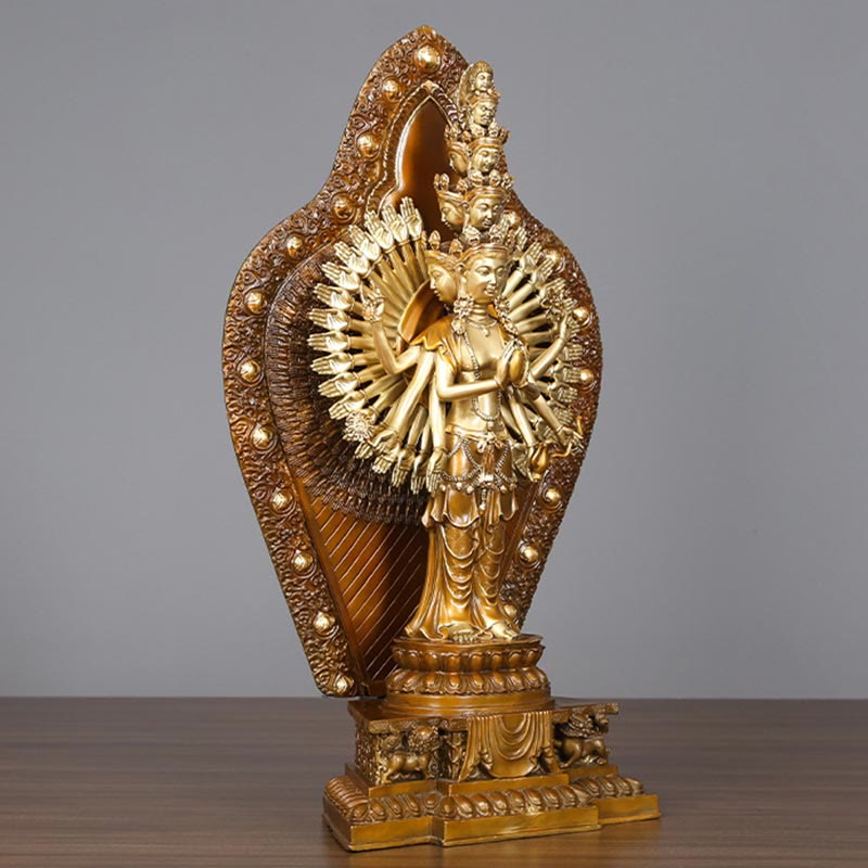 Buddha Stones手作り 千手観音 観音菩薩 富貴 真鍮 銅像 装飾 - image 1